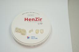 3D PRO zirconia disc with crowns milled from it