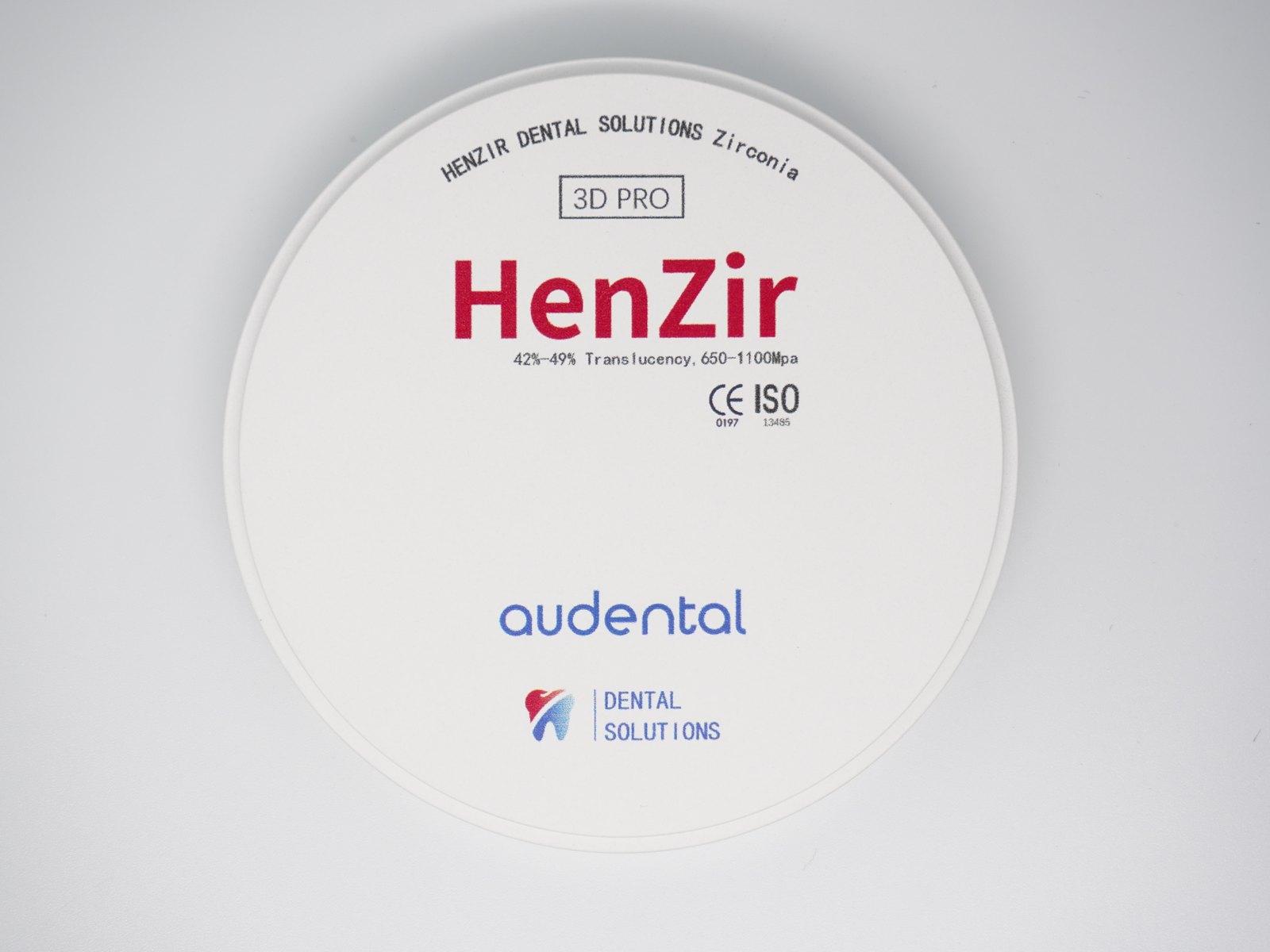 HenZir 3D PRO zirconia disc, label side up